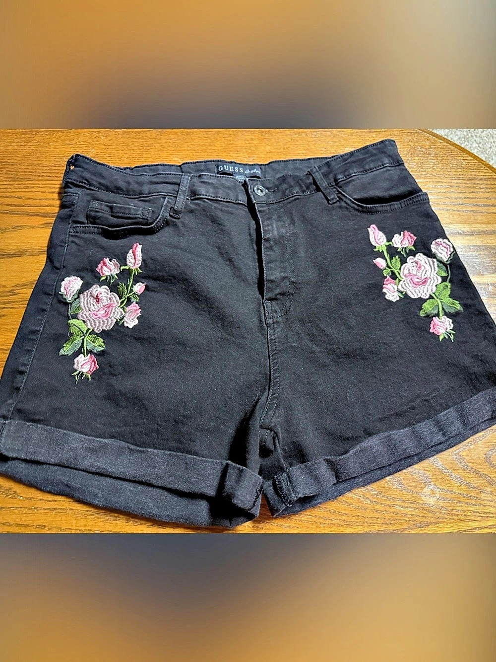 GUESS Le Avista Floral Embroidered Jean Shorts